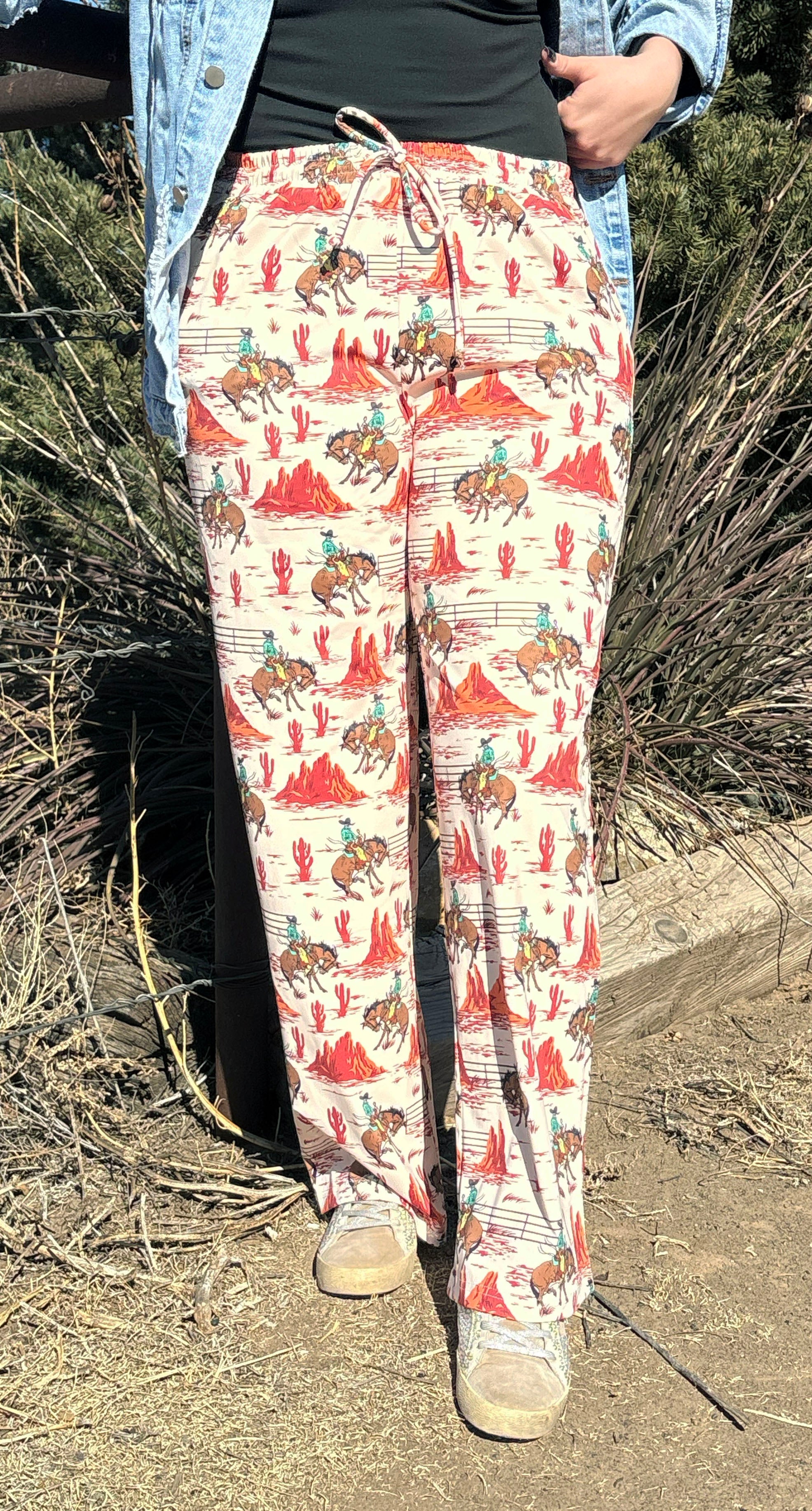 Western print pants