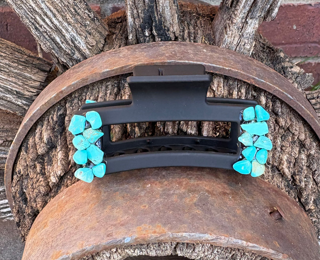 Large hair clip partial turquoise