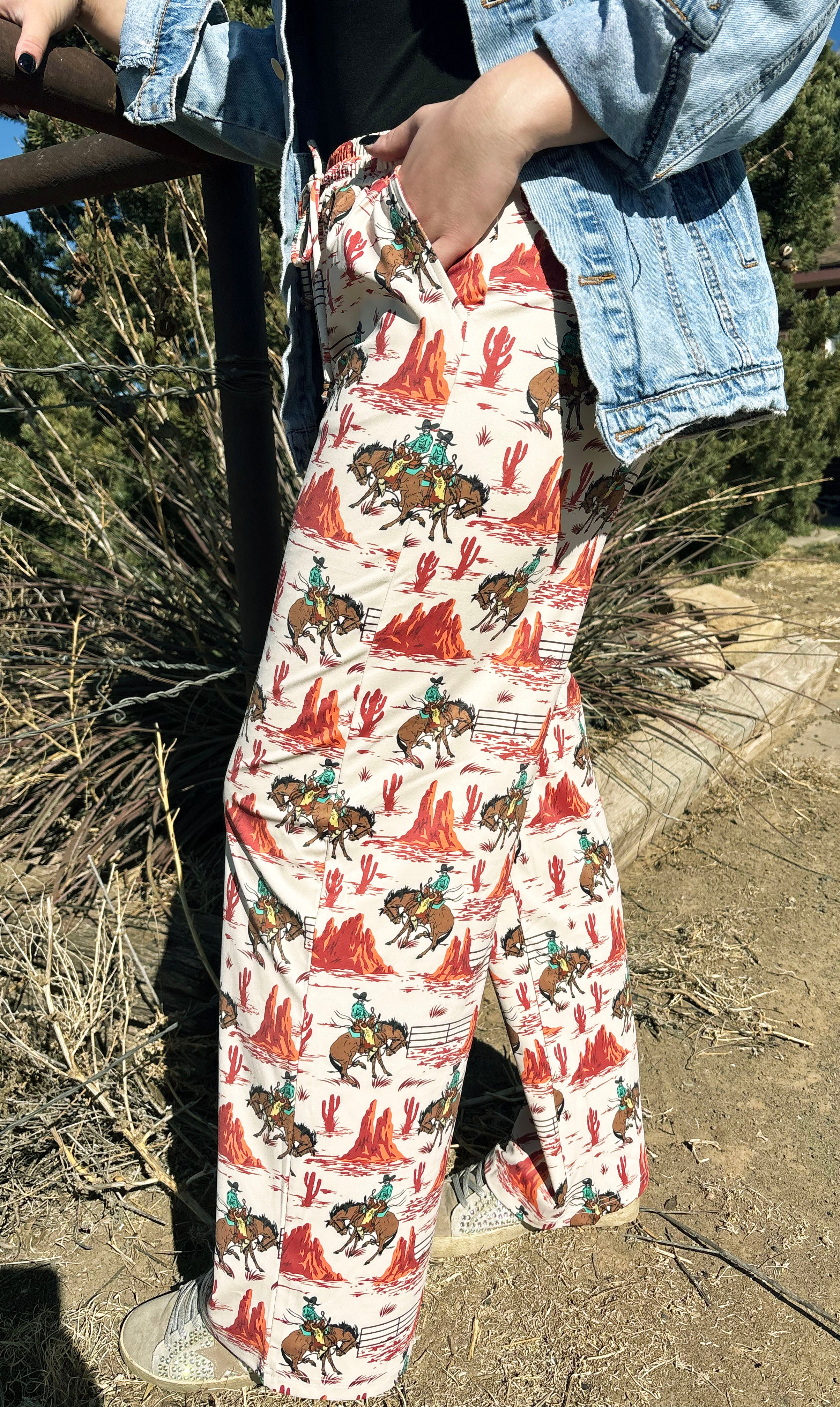 Western print pants