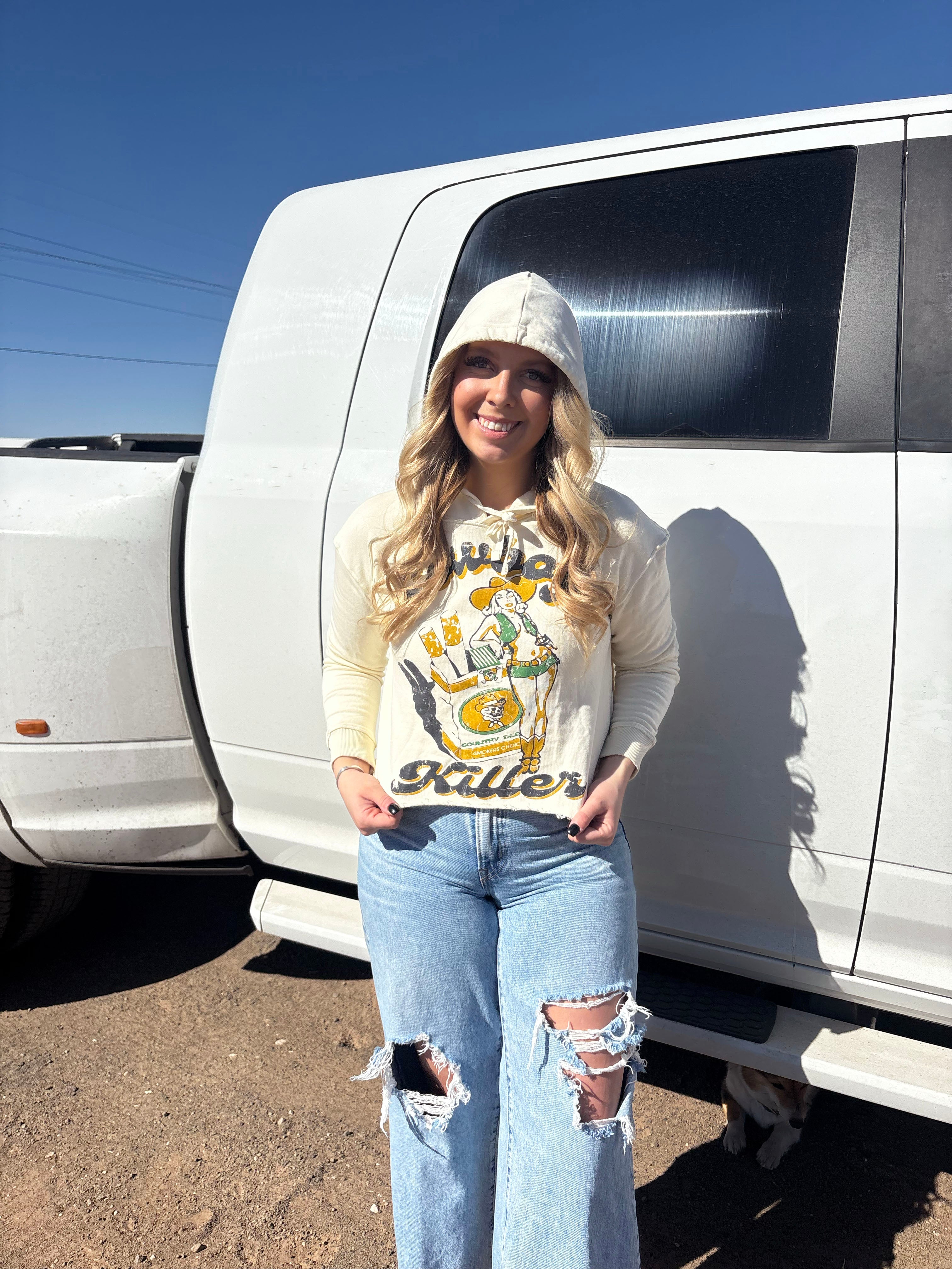Cowboy killer cropped hoodie
