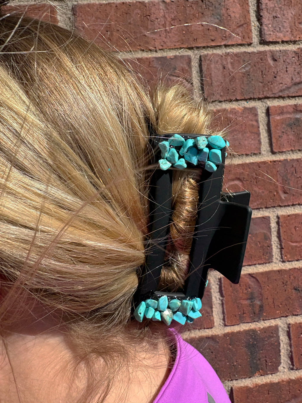 Large hair clip partial turquoise