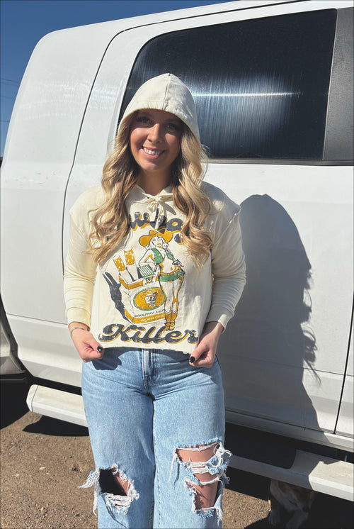 Cowboy killer cropped hoodie
