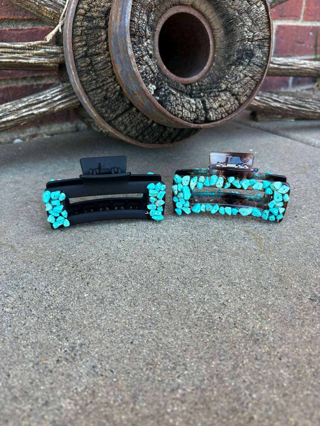 Large hair clip partial turquoise